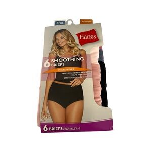 NEW Hanes 6 Smoothing Briefs Microfiber Underwear No Roll Waistband Size 8 / XL